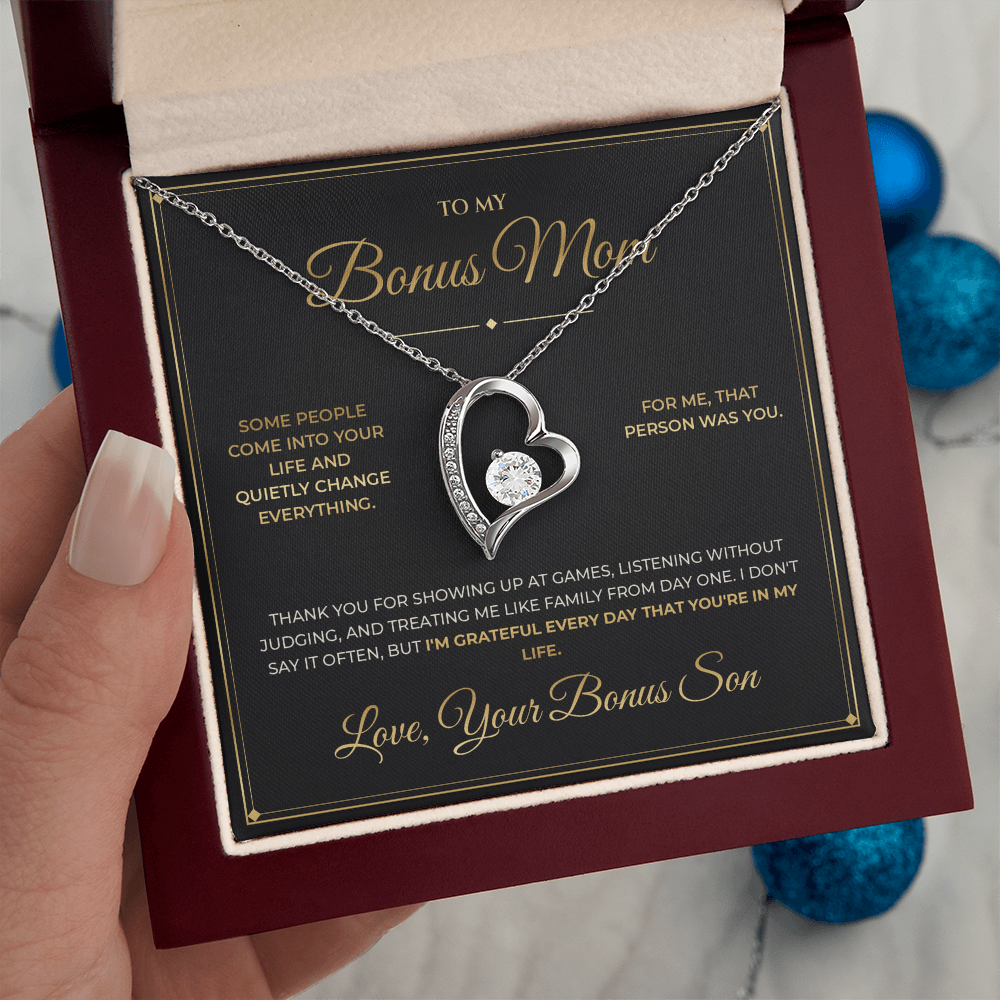 To My Bonus Mom – From Bonus Son – Forever Love Necklace