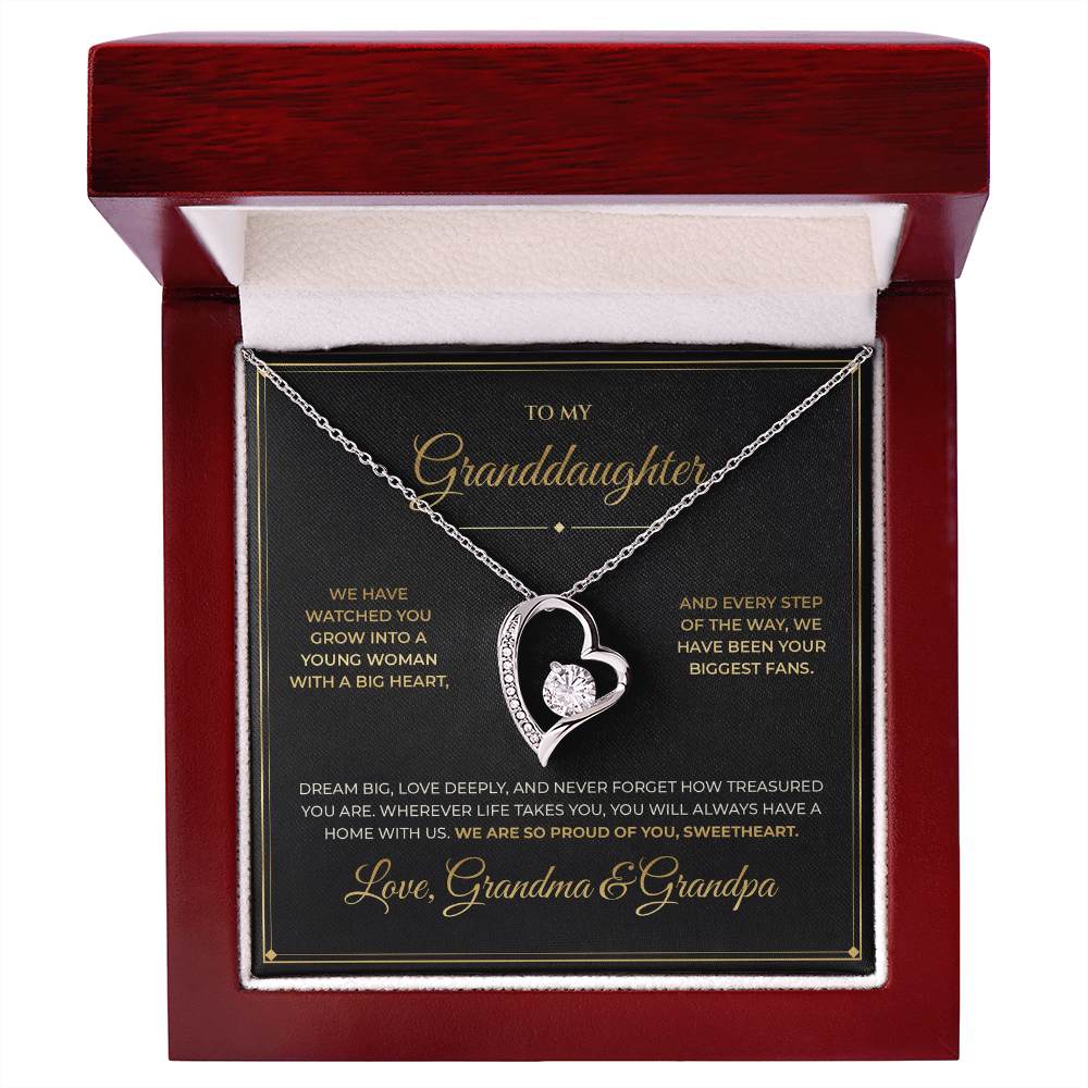 To My Granddaughter – From Grandma & Grandpa – Forever Love Necklace