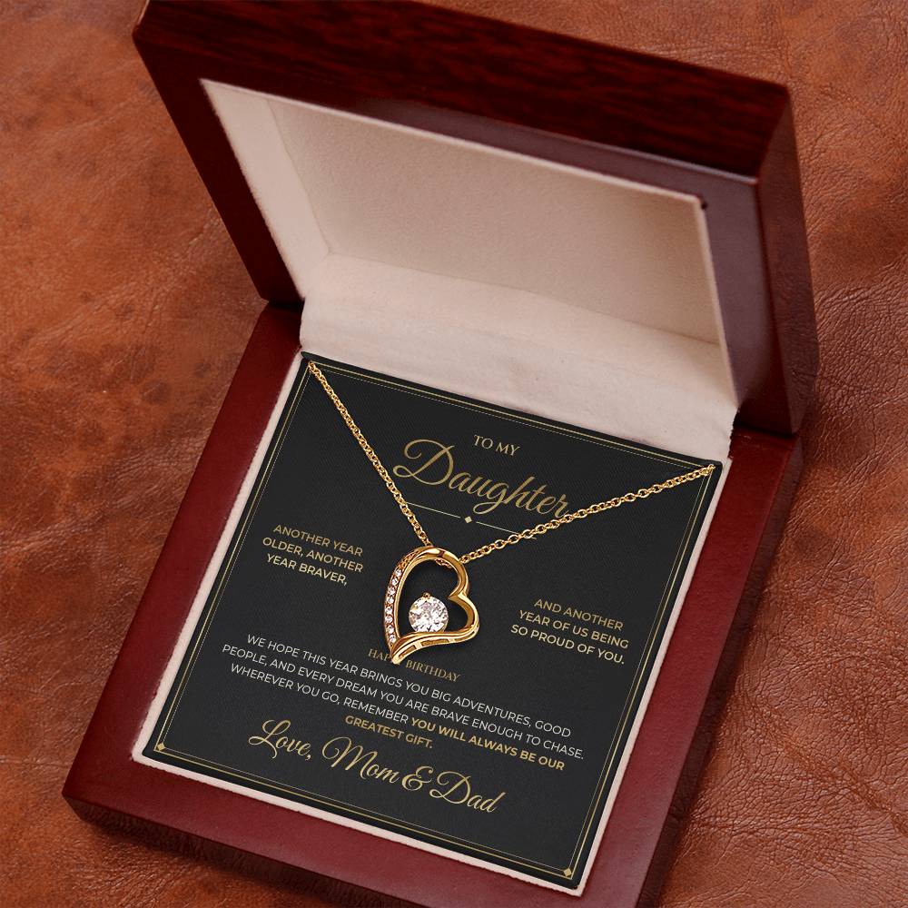 To My Daughter – Birthday Gift From Mom & Dad – Forever Love Necklace