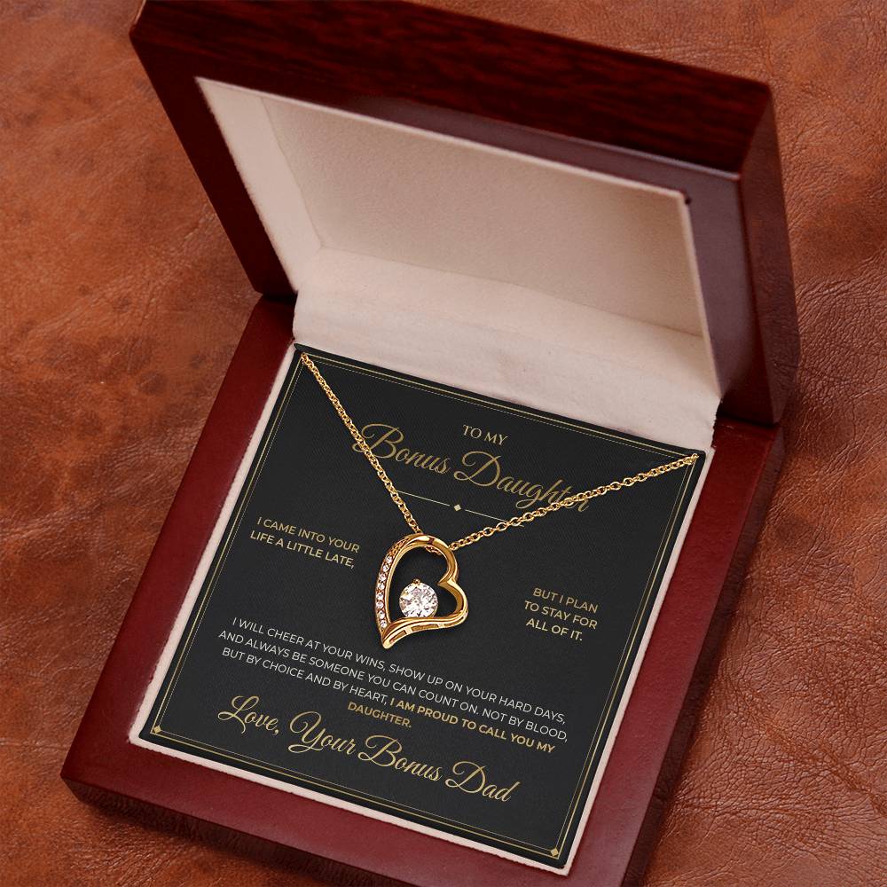To My Bonus Daughter – From Bonus Dad – Forever Love Necklace