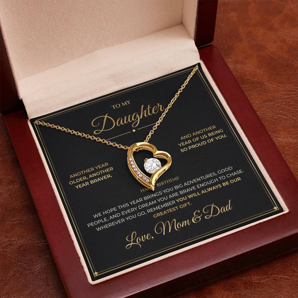 To My Daughter – Birthday Gift From Mom & Dad – Forever Love Necklace