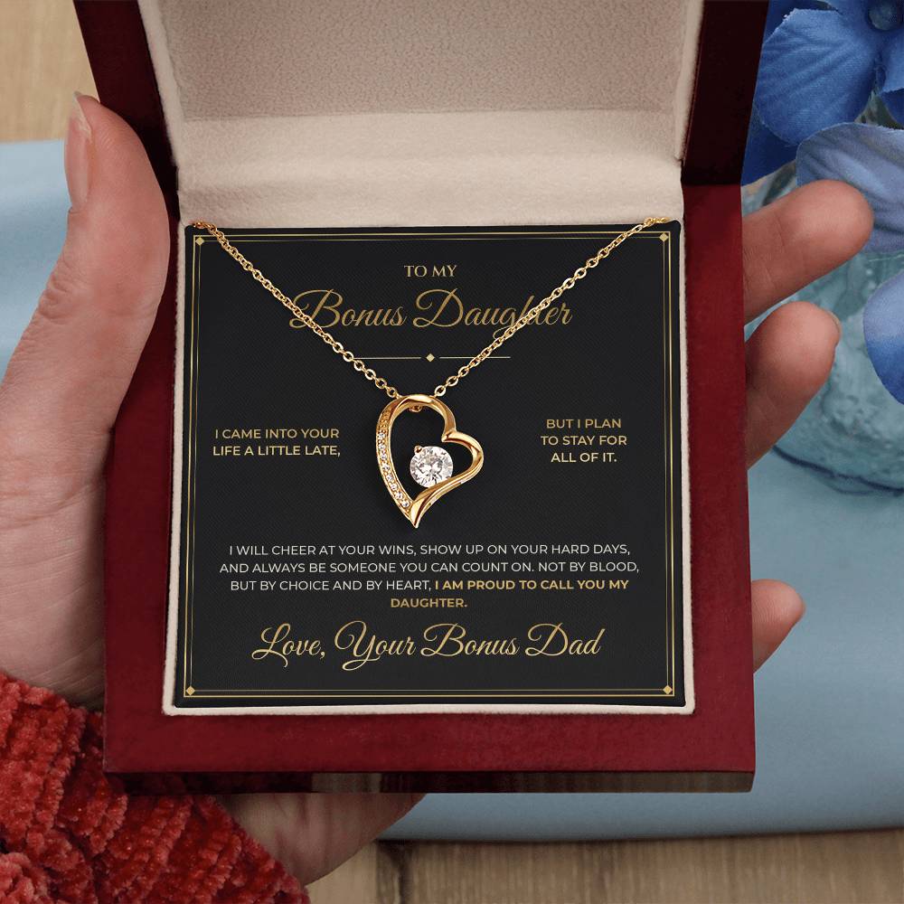 To My Bonus Daughter – From Bonus Dad – Forever Love Necklace