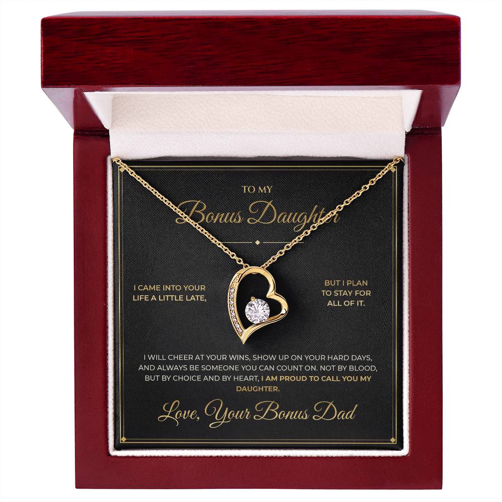 To My Bonus Daughter – From Bonus Dad – Forever Love Necklace