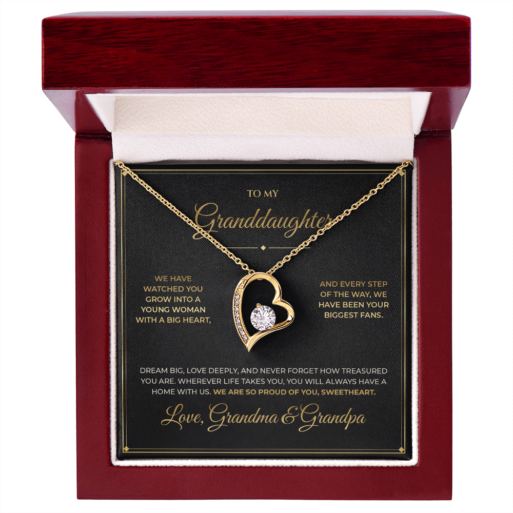 To My Granddaughter – From Grandma & Grandpa – Forever Love Necklace