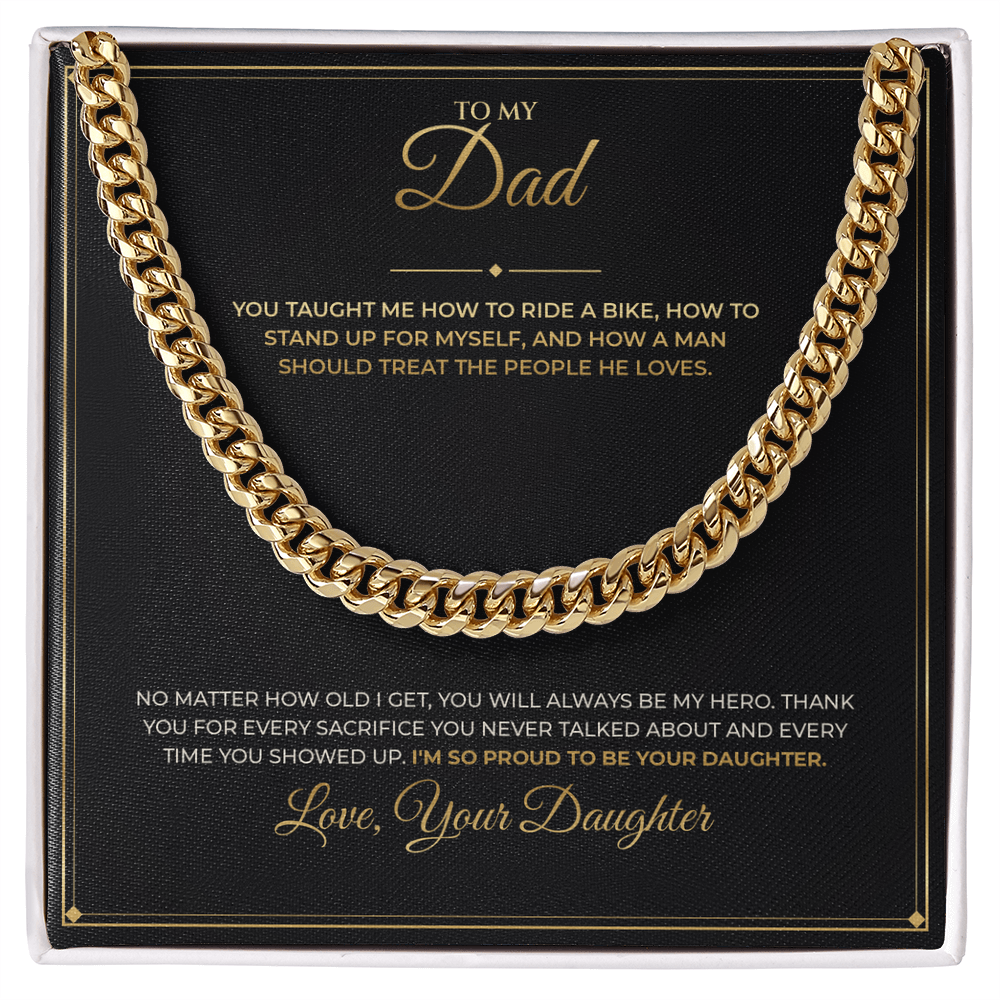 To My Dad – From Daughter – Cuban Link Chain