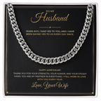 To My Husband message card for Anniversary with Cuban Link Chain — I fall more in love with you every year