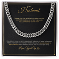 To My Husband message card with Cuban Link Chain — I am so proud to be your wife