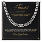 To My Husband message card with Cuban Link Chain — I am so proud to be your wife