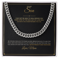 To My Son message card with Cuban Link Chain — I am so proud to be your mom