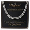 To My Boyfriend message card with Cuban Link Chain — I miss you more every day