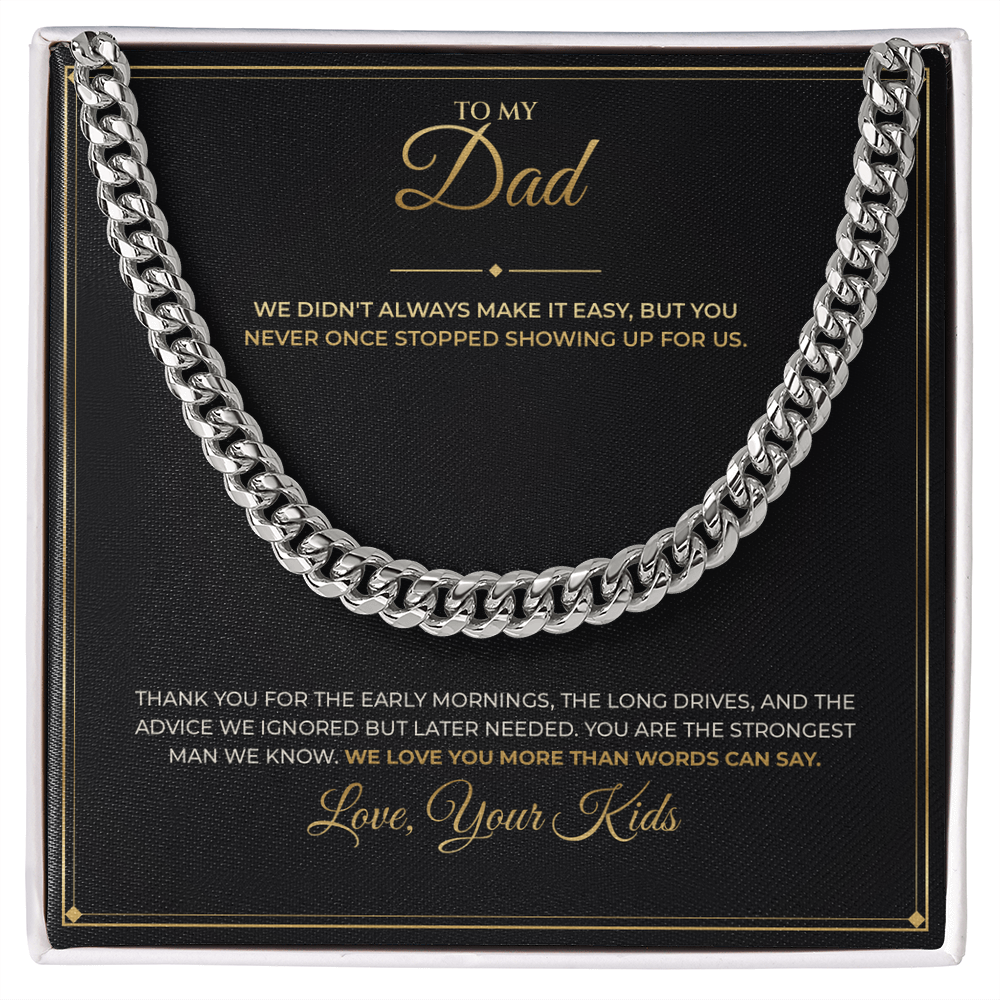 To My Dad message card with Cuban Link Chain — We love you more than words can say