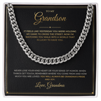 To My Grandson message card with Cuban Link Chain — You will always be grandma's pride and joy