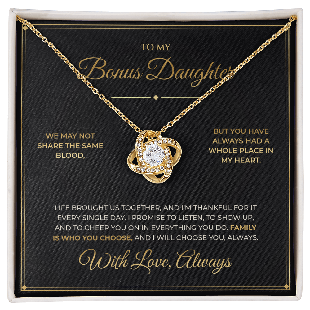 To My Bonus Daughter – Love Knot Necklace