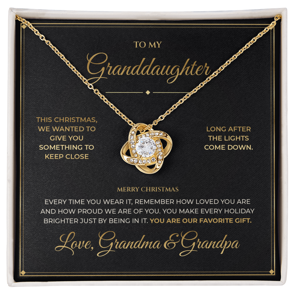 To My Granddaughter – Christmas Gift From Grandma & Grandpa – Love Knot Necklace