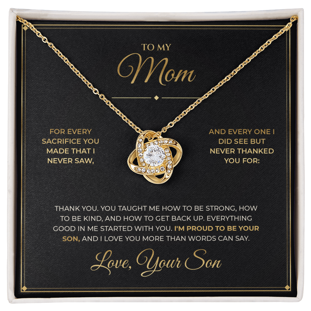 To My Mom – From Son – Love Knot Necklace