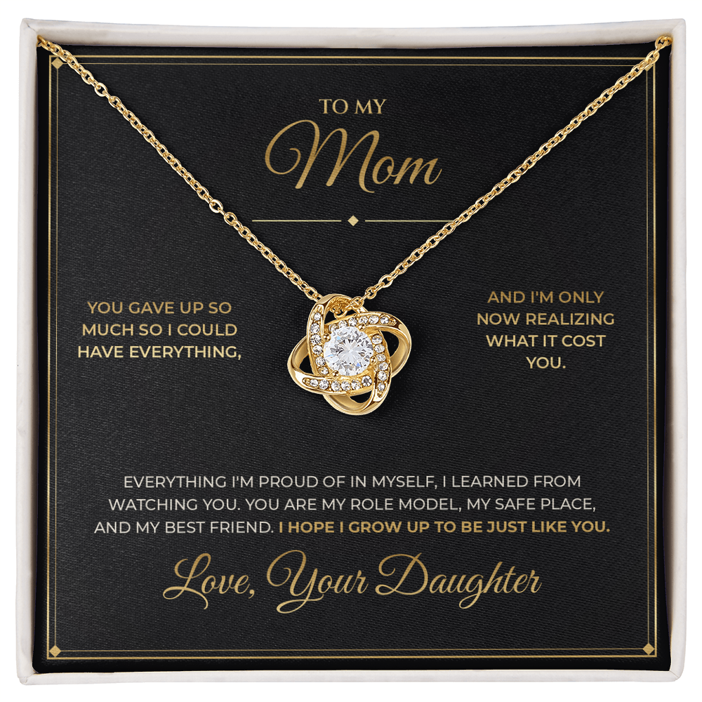 To My Mom – From Daughter – Love Knot Necklace