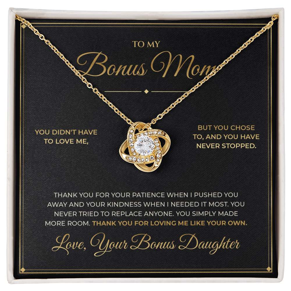 To My Bonus Mom – From Bonus Daughter – Love Knot Necklace