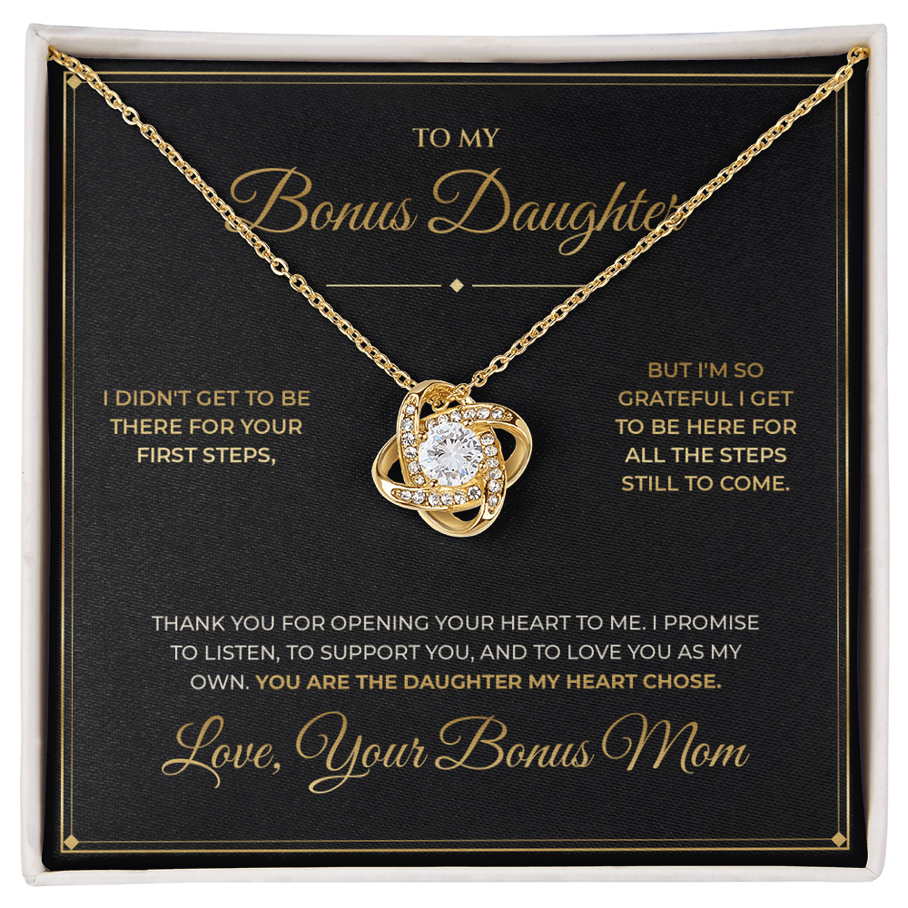 To My Bonus Daughter – From Bonus Mom – Love Knot Necklace
