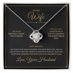 To My Wife message card for Birthday with Love Knot — Growing old with you is my favorite plan