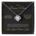 To My Bonus Mom message card with Love Knot — We're so lucky to have you