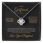 To My Girlfriend message card with Love Knot — Every day, I fall for you a little more