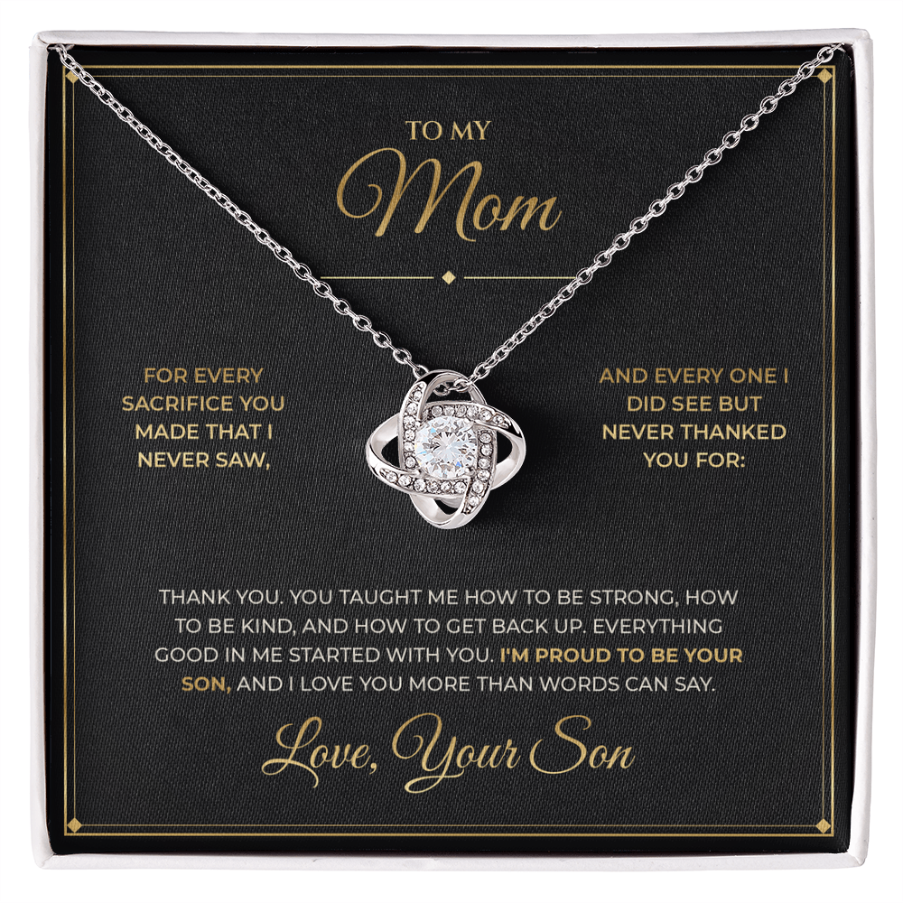 To My Mom – From Son – Love Knot Necklace