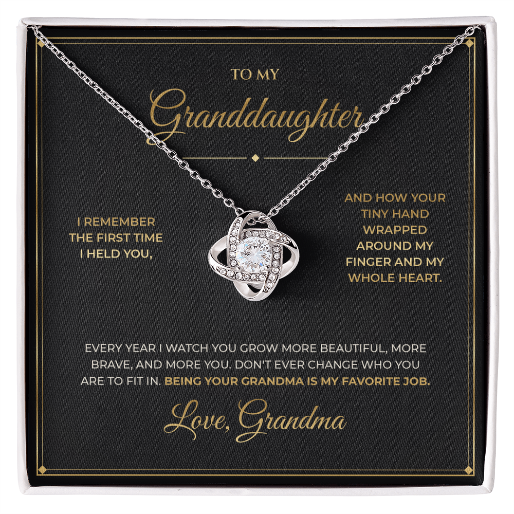 To My Granddaughter message card with Love Knot — Being your grandma is my favorite job