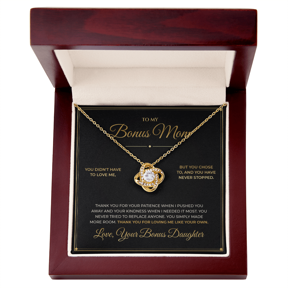 To My Bonus Mom – From Bonus Daughter – Love Knot Necklace