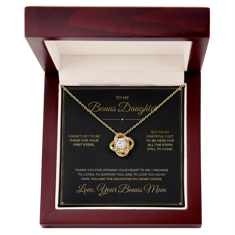 To My Bonus Daughter – From Bonus Mom – Love Knot Necklace