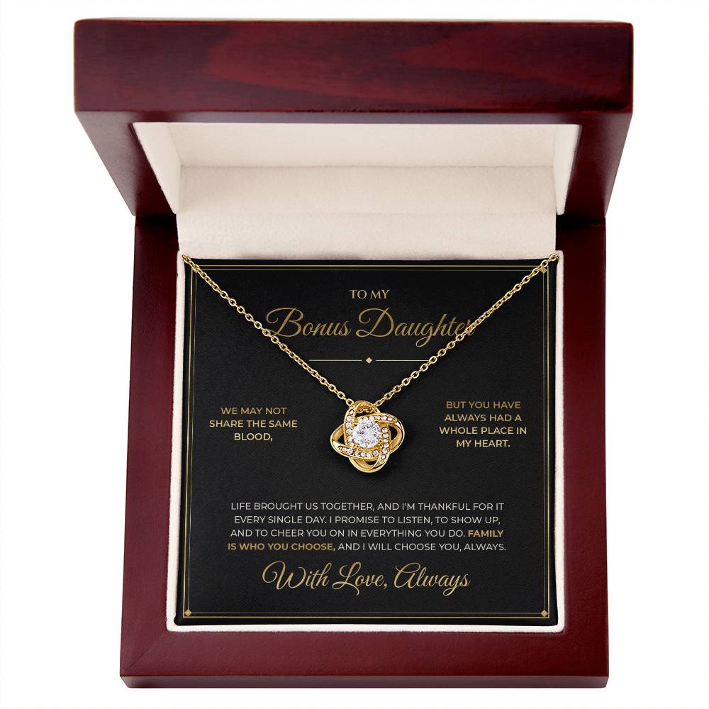 To My Bonus Daughter – Love Knot Necklace