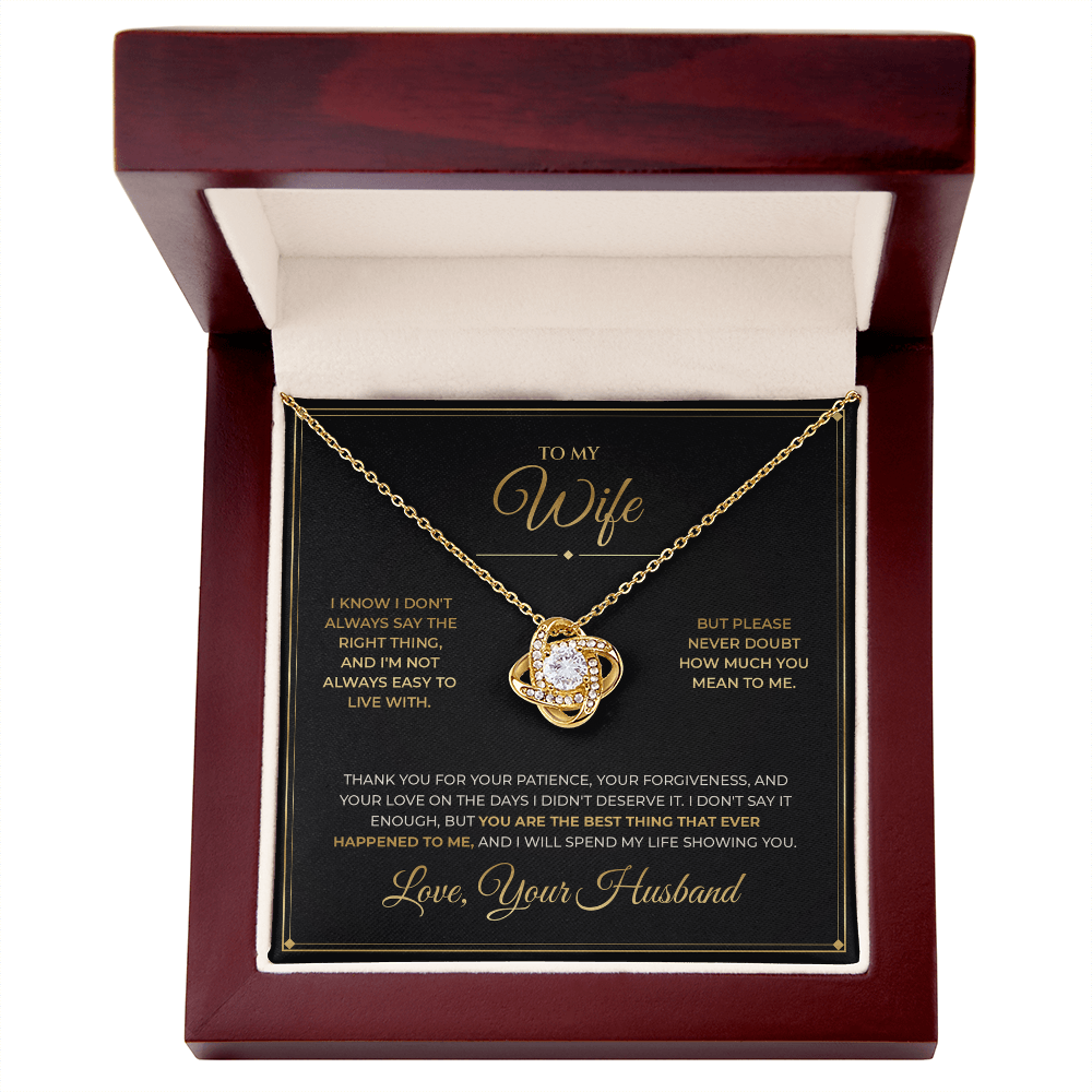 To My Wife – From Husband – Love Knot Necklace