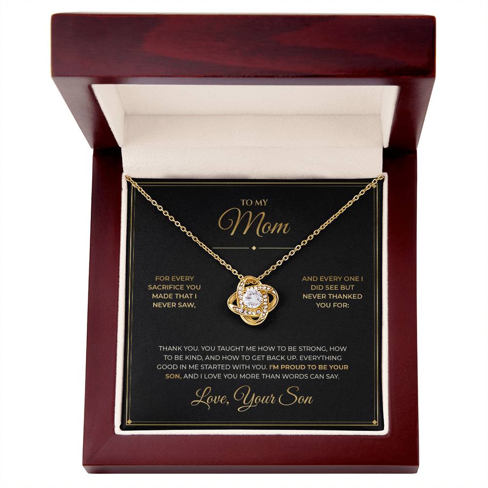 To My Mom – From Son – Love Knot Necklace