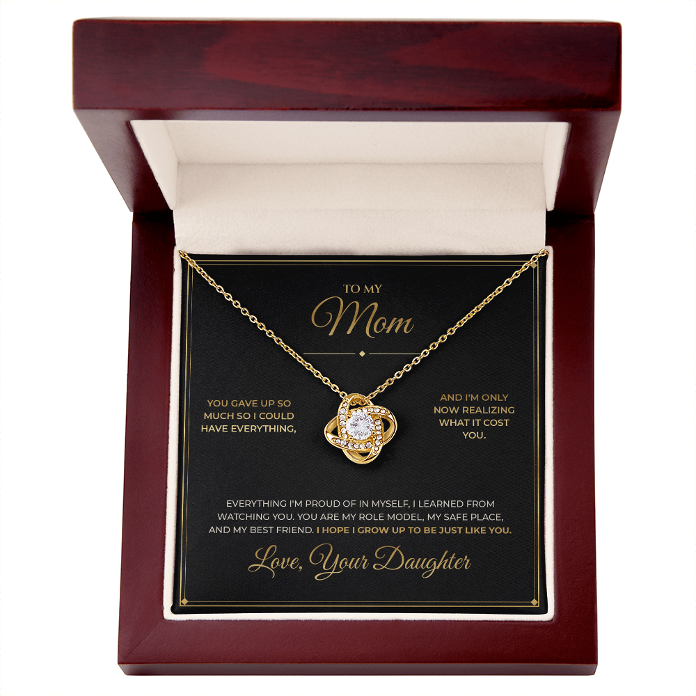 To My Mom – From Daughter – Love Knot Necklace