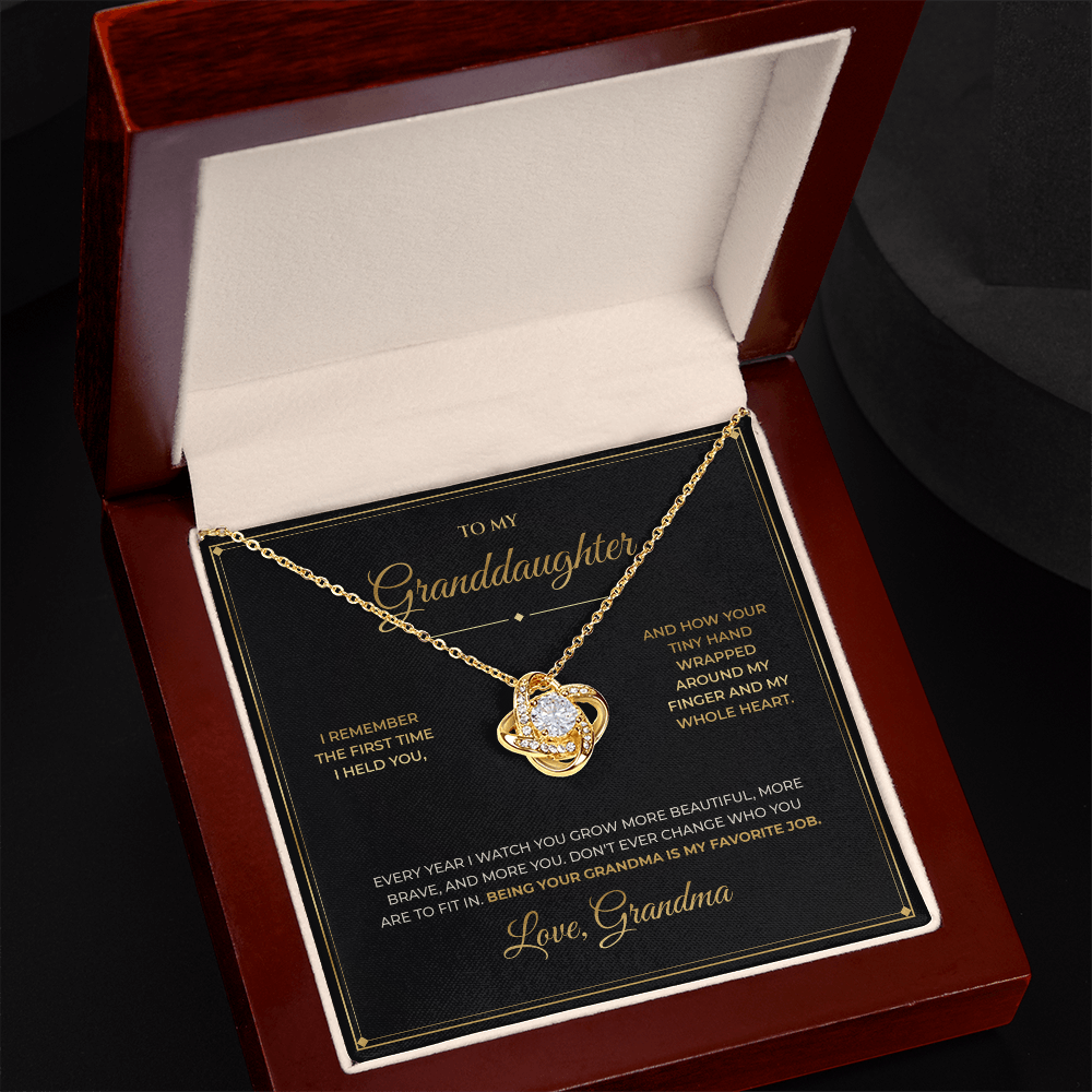 To My Granddaughter – From Grandma – Love Knot Necklace