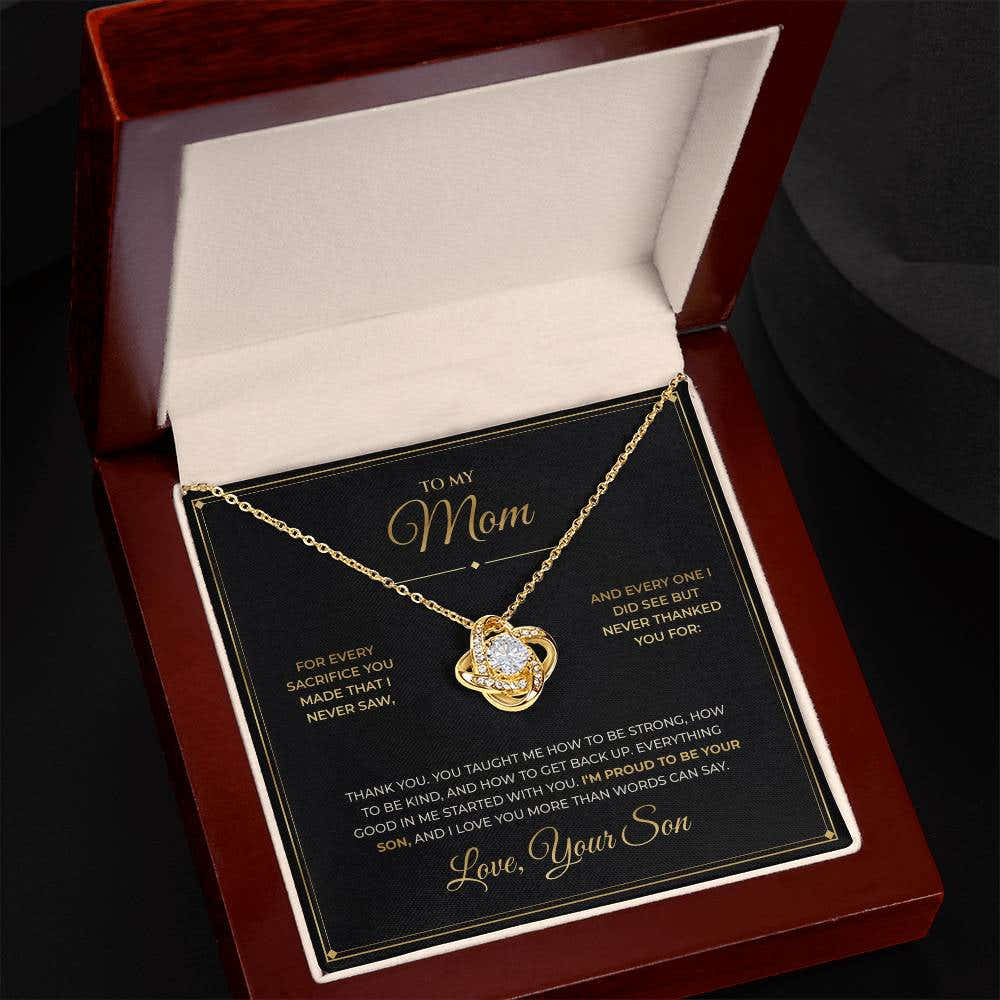 To My Mom – From Son – Love Knot Necklace