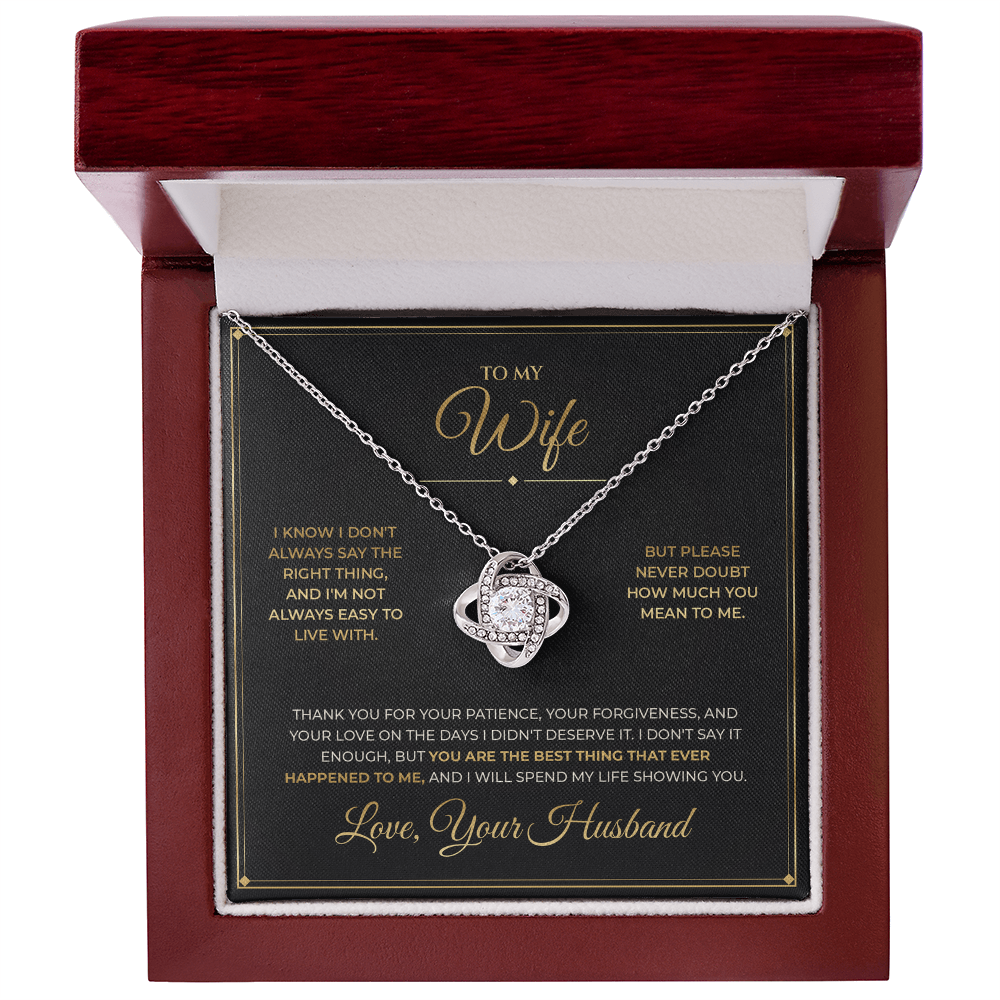 To My Wife – From Husband – Love Knot Necklace