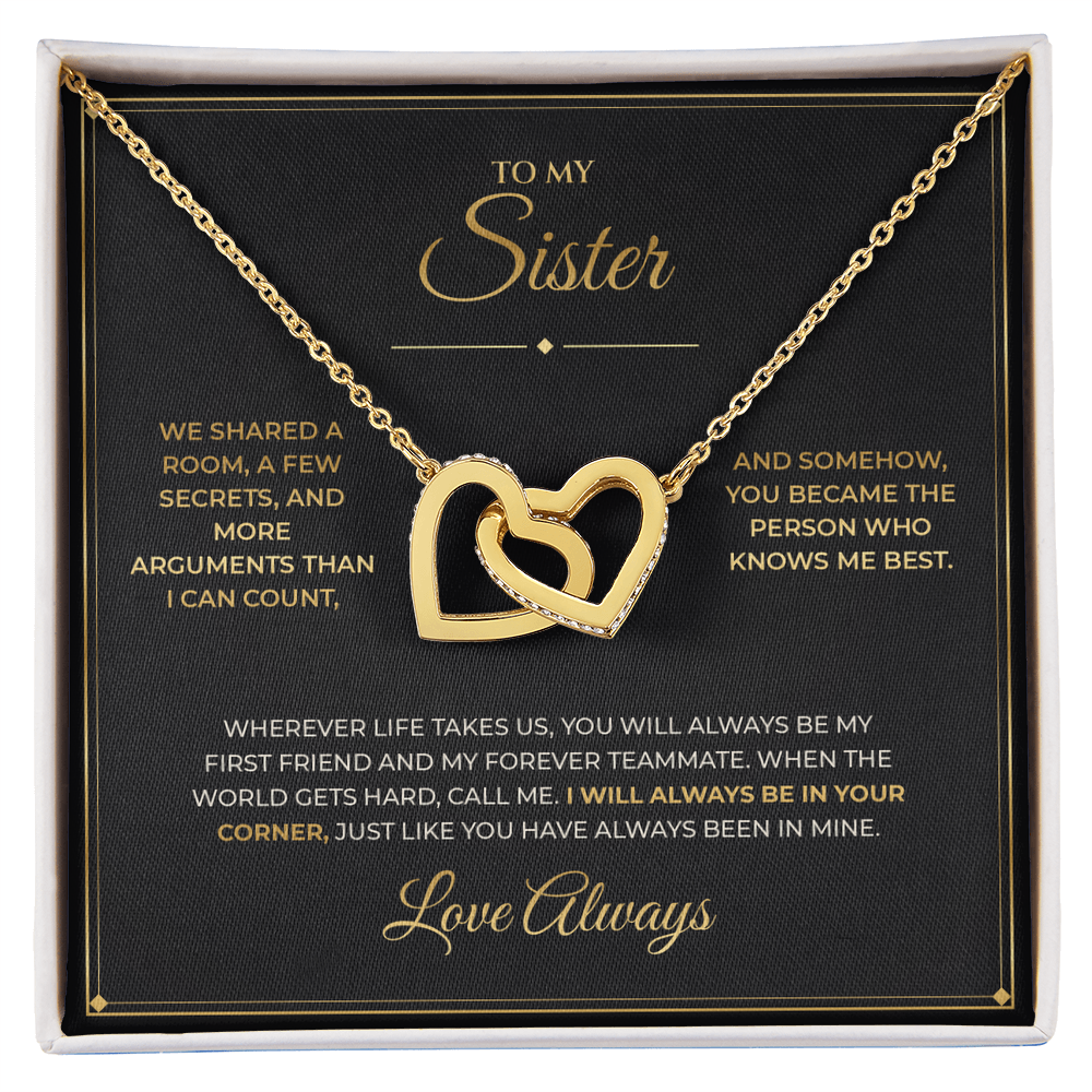 To My Sister – Interlocking Hearts Necklace