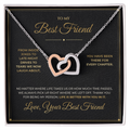 To My Best Friend message card with Interlocking Hearts — Life is better with you in it