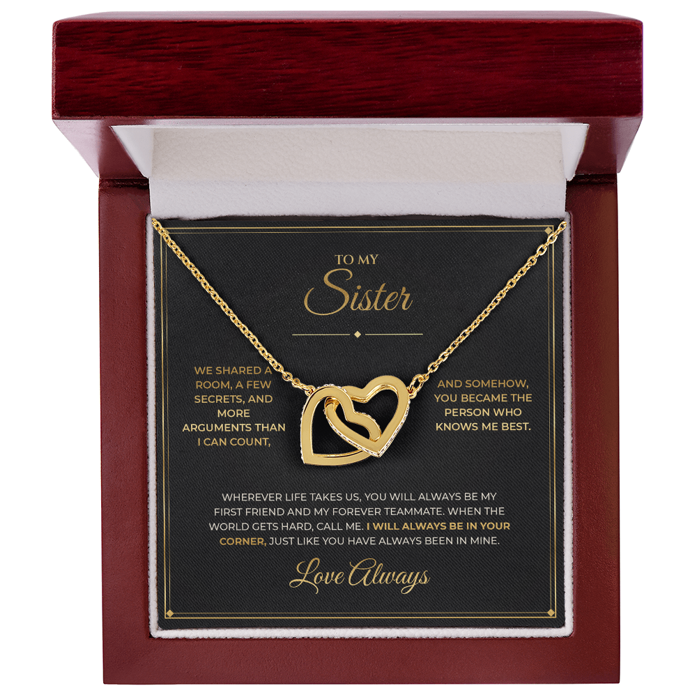 To My Sister – Interlocking Hearts Necklace
