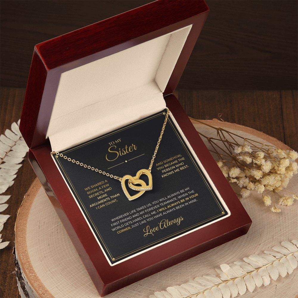 To My Sister – Interlocking Hearts Necklace