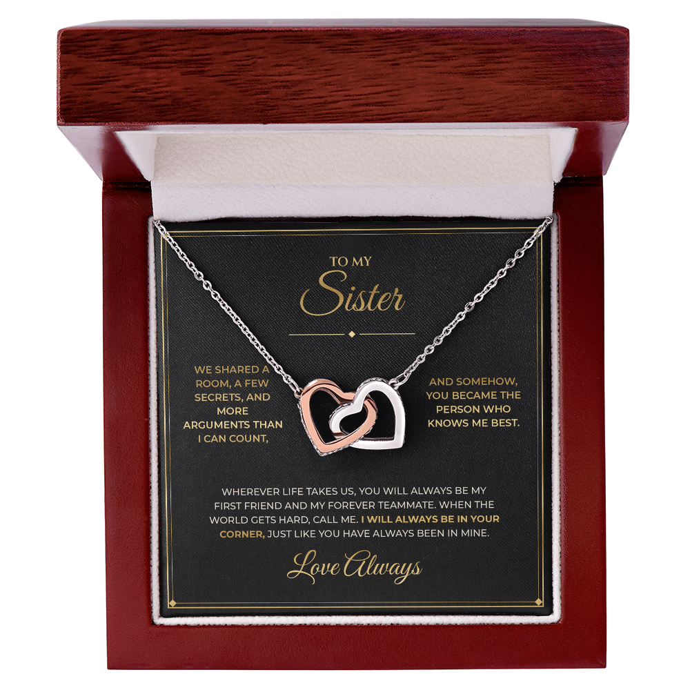 To My Sister – Interlocking Hearts Necklace