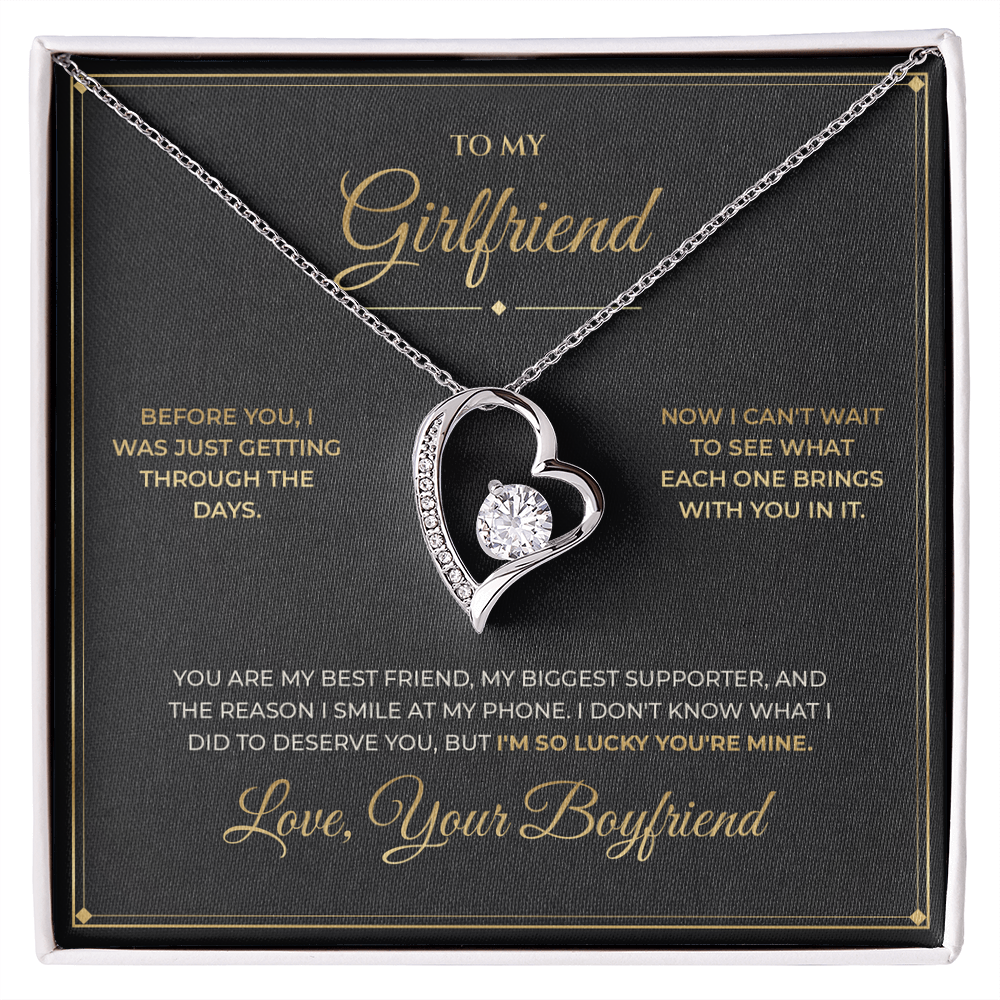 To My Girlfriend message card with Forever Love — I'm so lucky you're mine