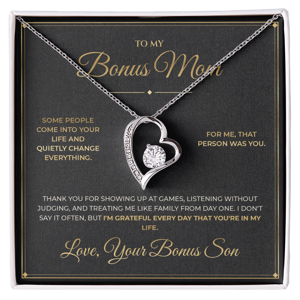 To My Bonus Mom message card with Forever Love — I'm grateful every day that you're in my life