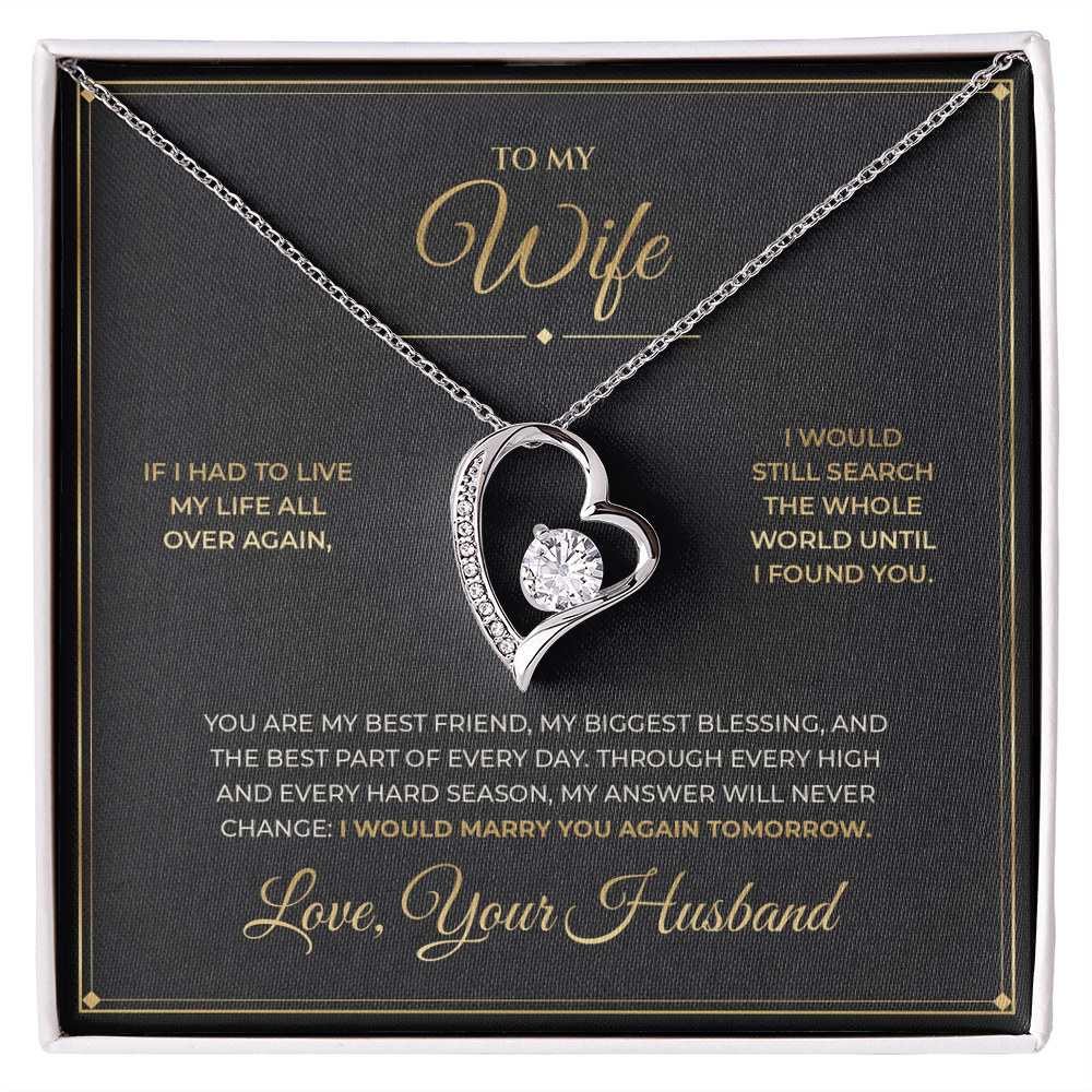 To My Wife message card with Forever Love — I would marry you again tomorrow