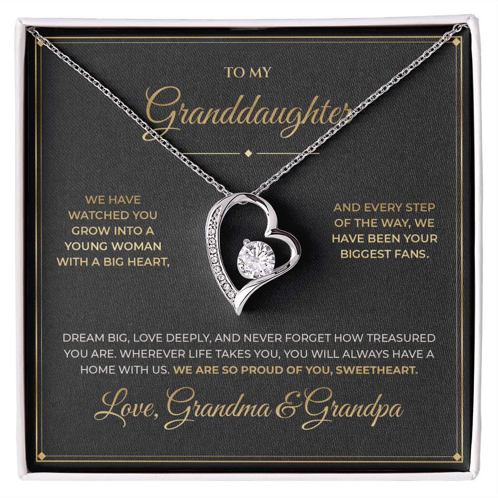 To My Granddaughter message card with Forever Love — We are so proud of you, sweetheart