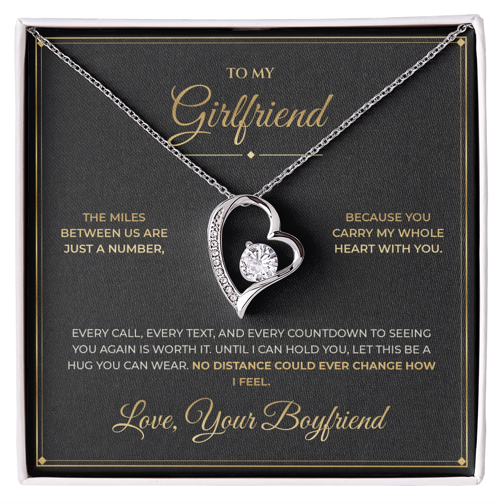 To My Girlfriend message card with Forever Love — No distance could ever change how I feel