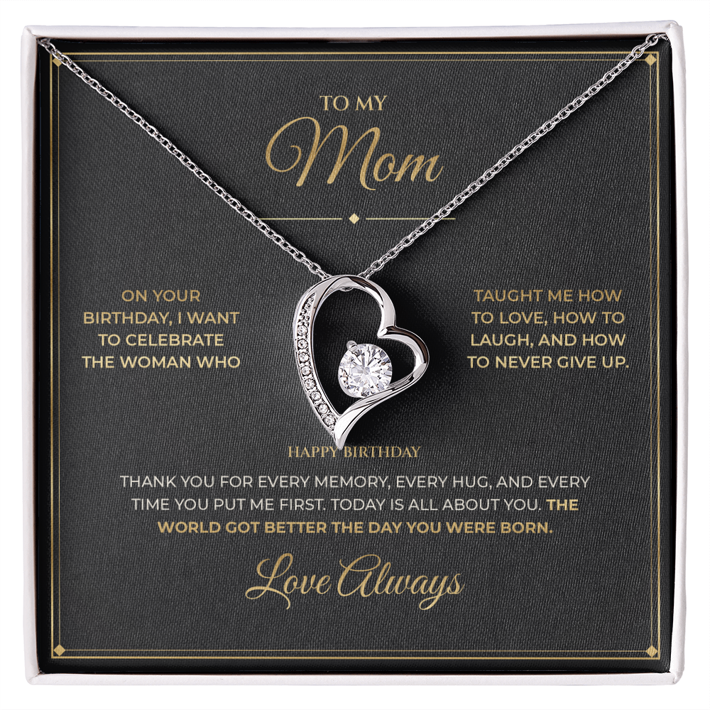 To My Mom message card for Birthday with Forever Love — The world got better the day you were born