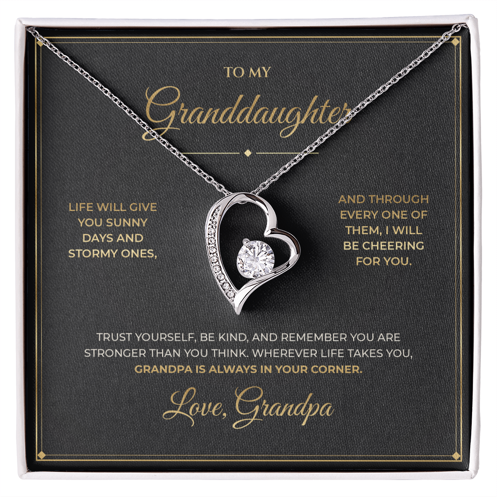 To My Granddaughter message card with Forever Love — Grandpa is always in your corner