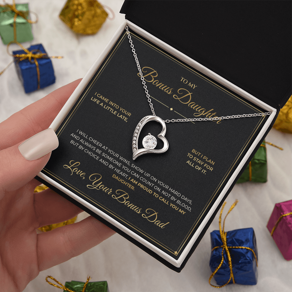 To My Bonus Daughter – From Bonus Dad – Forever Love Necklace