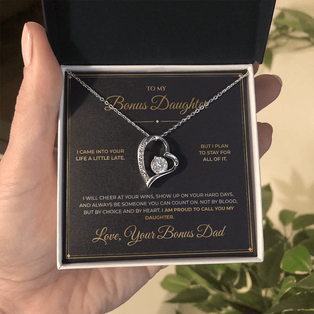 To My Bonus Daughter – From Bonus Dad – Forever Love Necklace
